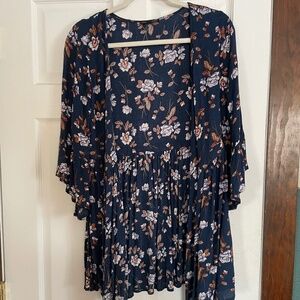 Navy floral AE wrap dress/Cardigan